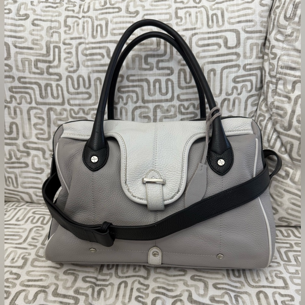 Charles Jourdan Black and Gray Satchel with crossbody strap.